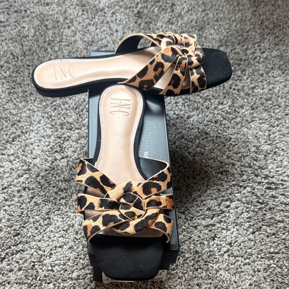 INC International Concepts Women's Black and Leopard Sandals